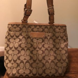 Tan Coach purse